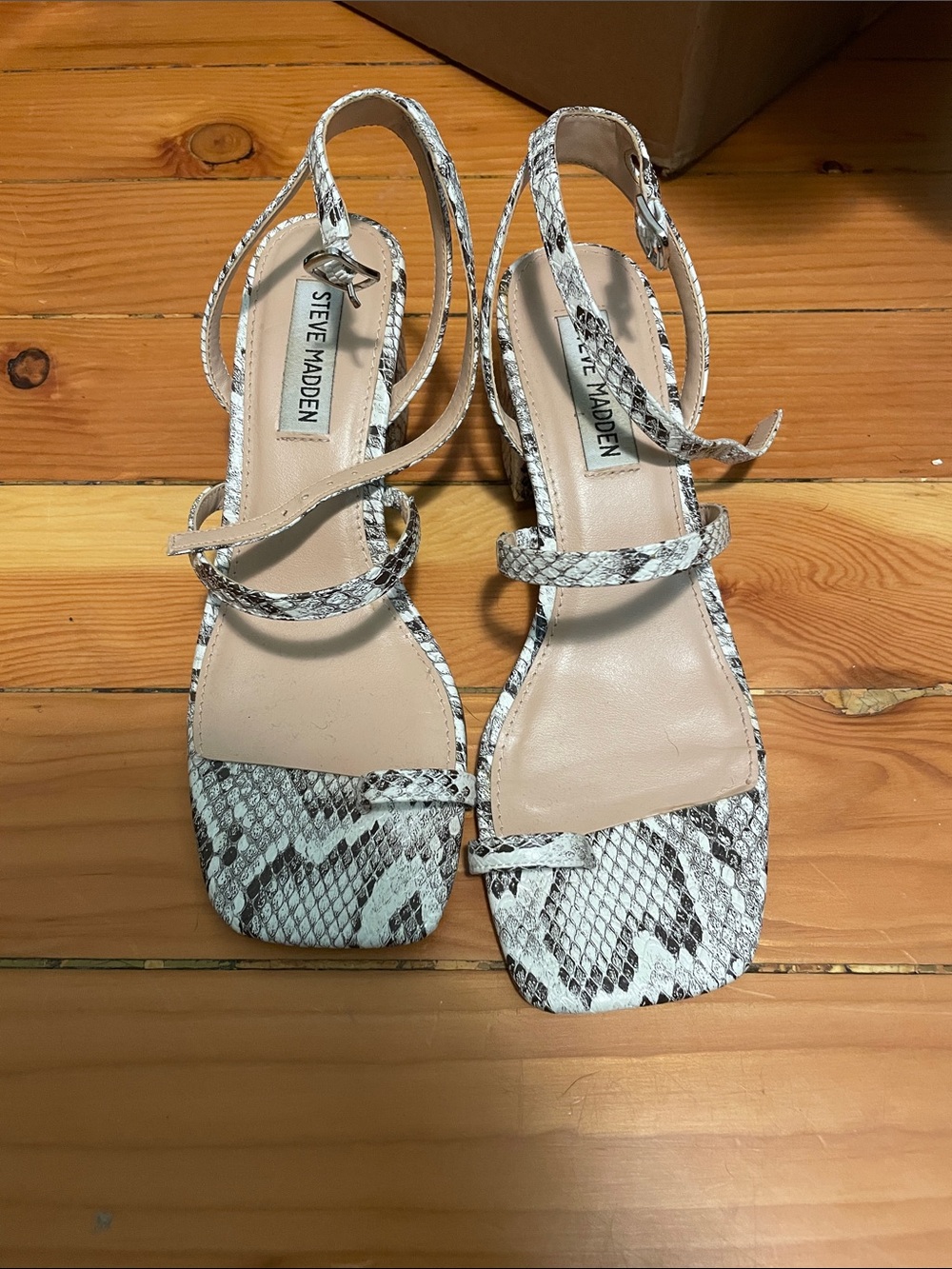Steve Madden snake print block heels